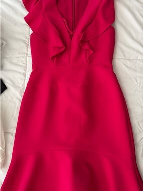 BCBGMaxAzria Hot Pink One-Shoulder Ruffle Dress